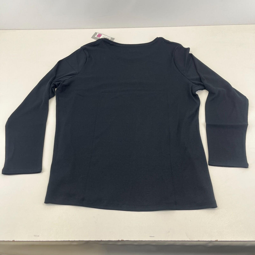 M&S Collection Women's Crew Neck Pullover Top Black Long Sleeve size 22