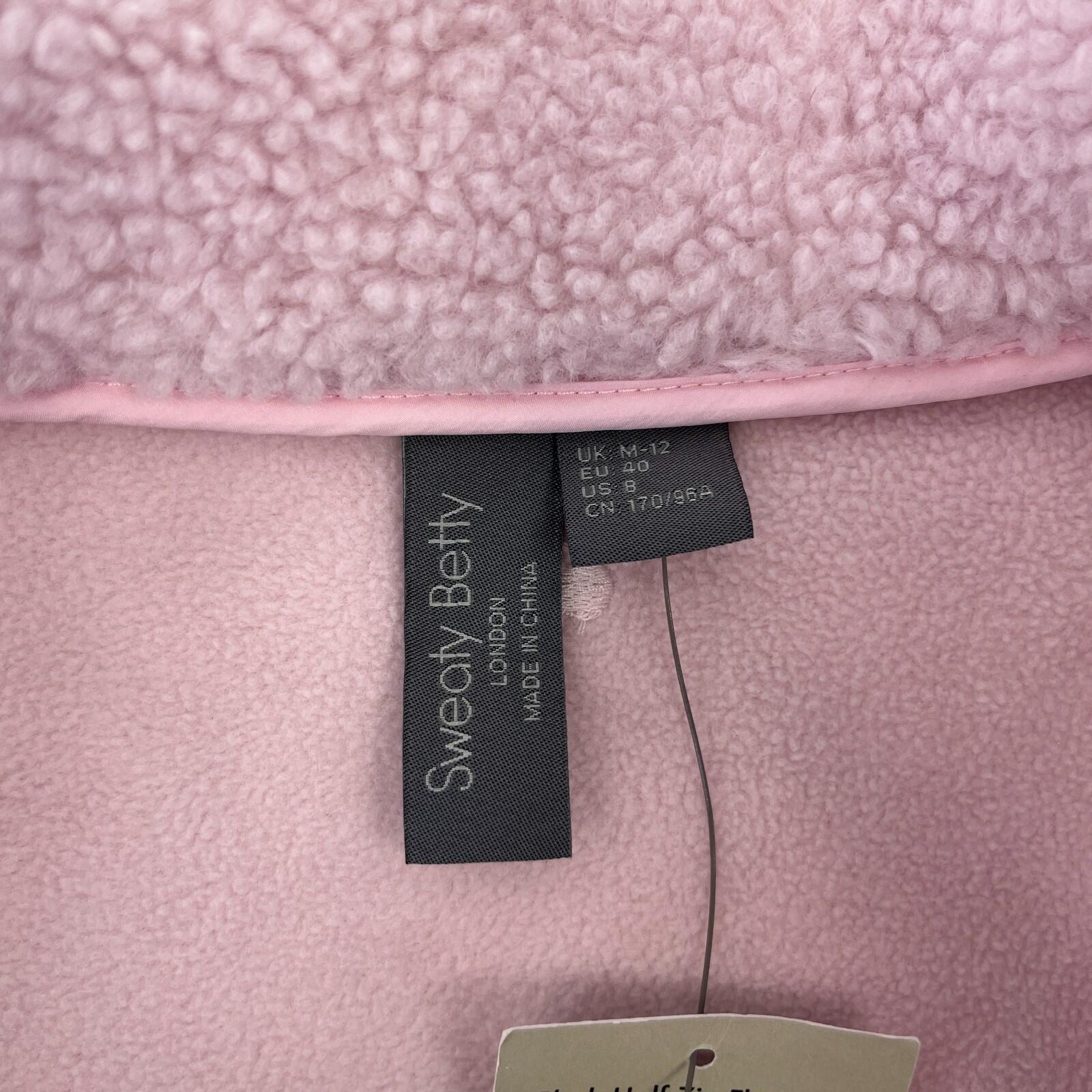 Sweaty Betty Plush Frost Pink Heavy Fleece Long Sleeve Half Zip Size M/12