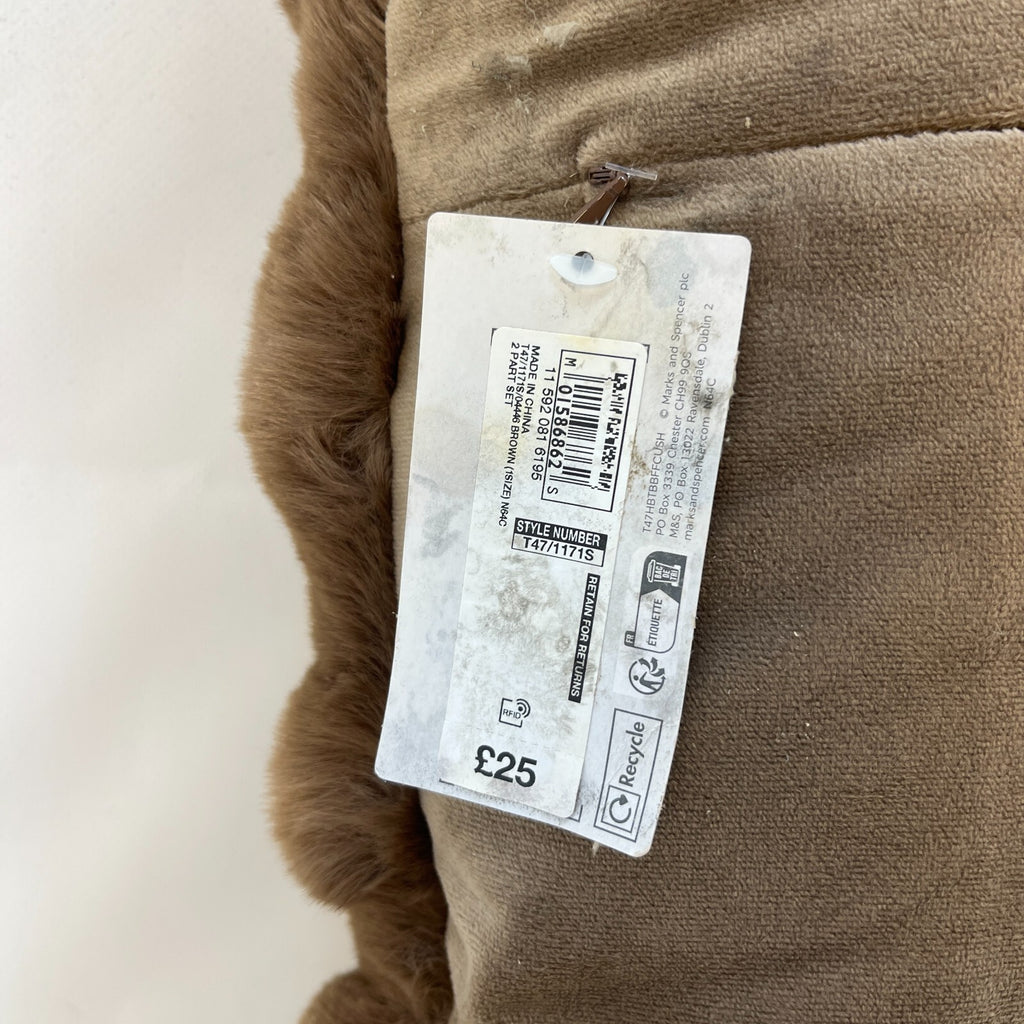 M&S Bubble Faux Fur Cushion in Brown 50cm x 50cm New with Tags