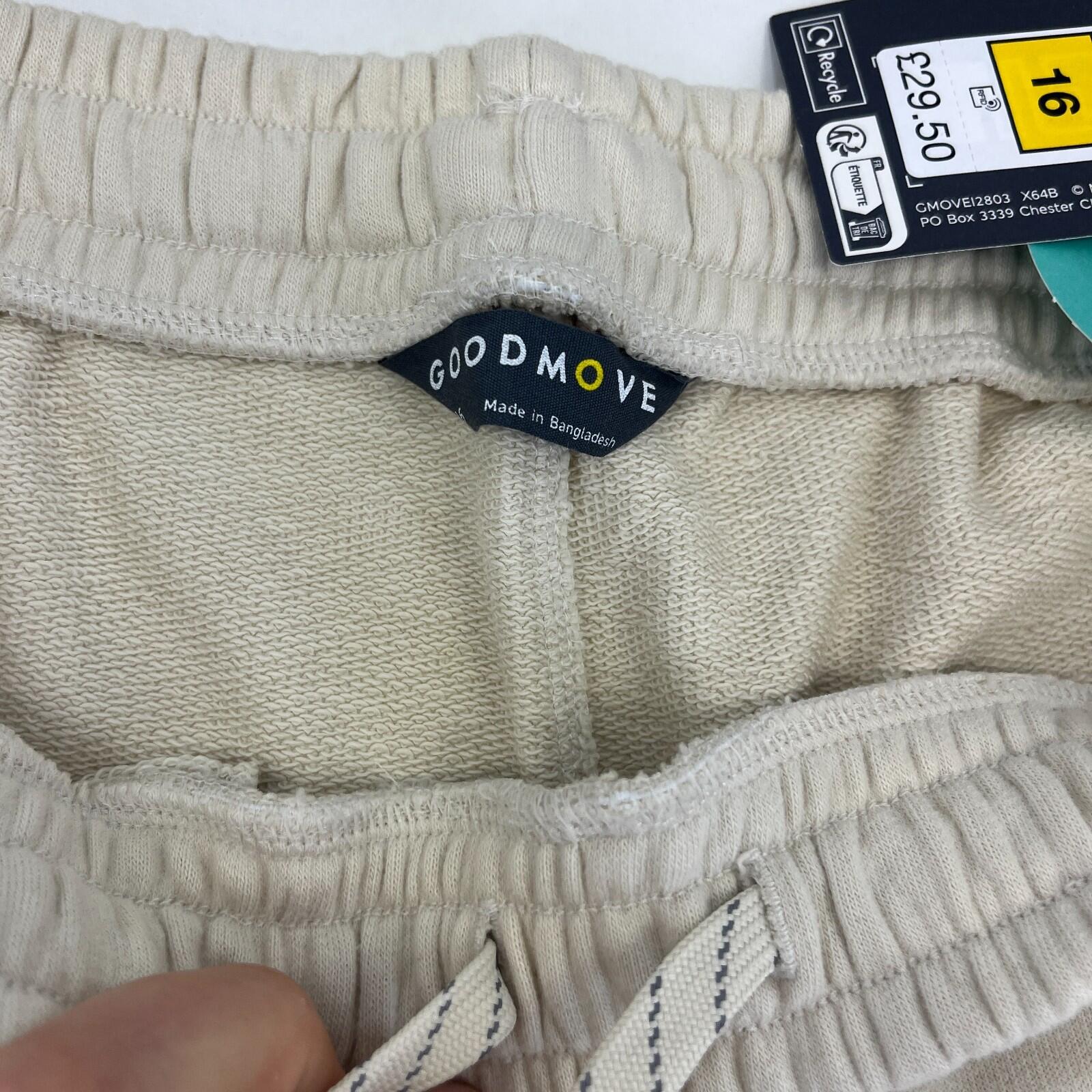 M&S Ladies Goodmove Parachute Joggers Cuffed Trousers Pants Cream UK size 16 New