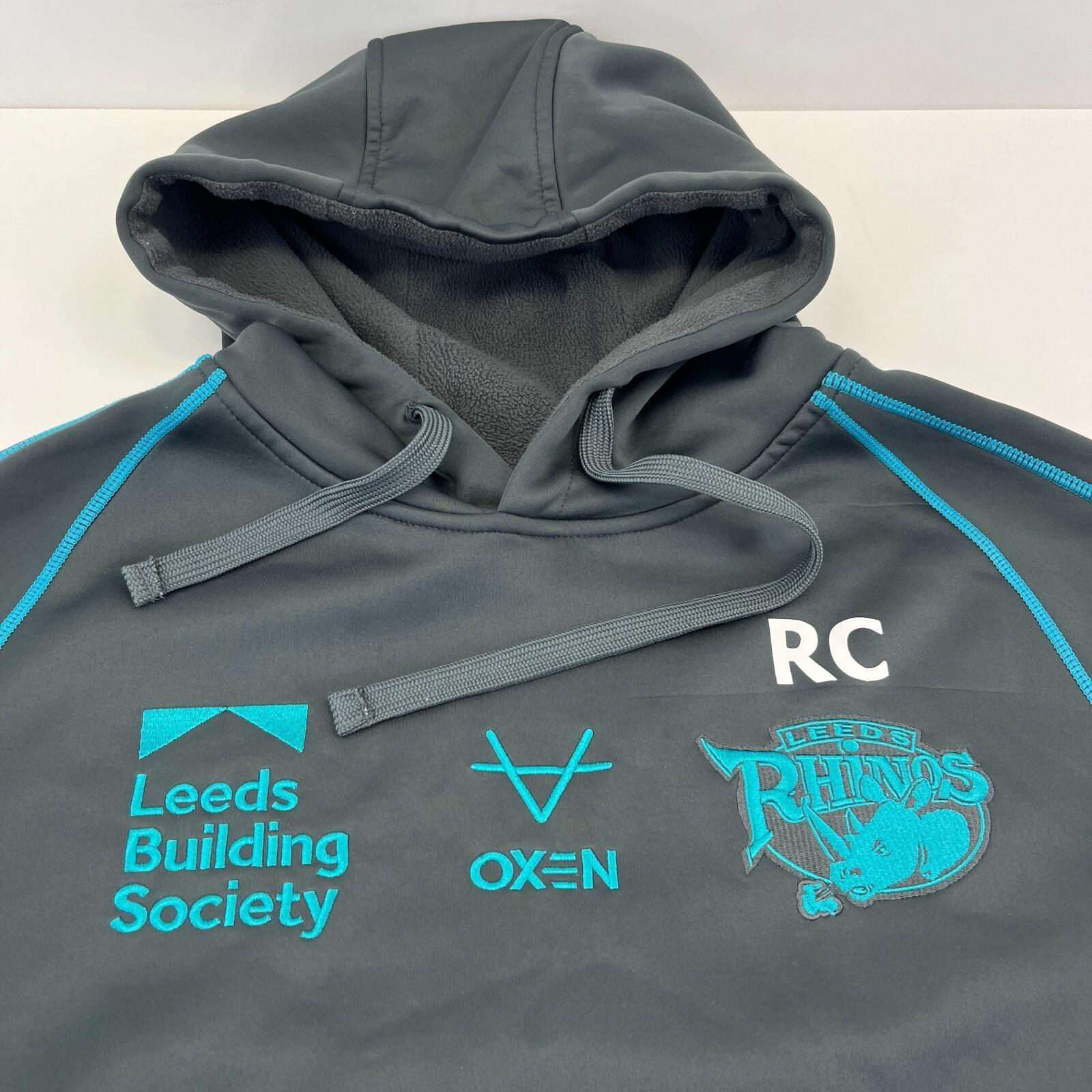 Leeds Rhinos Rugby League Oxen Hoodie Blue size Medium Grey