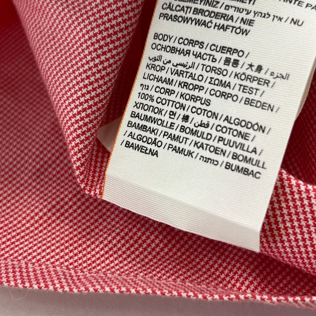 SuperDry Ultimate Oxford Shirt in Red Micro Houndstooth Short Sleeve size Small