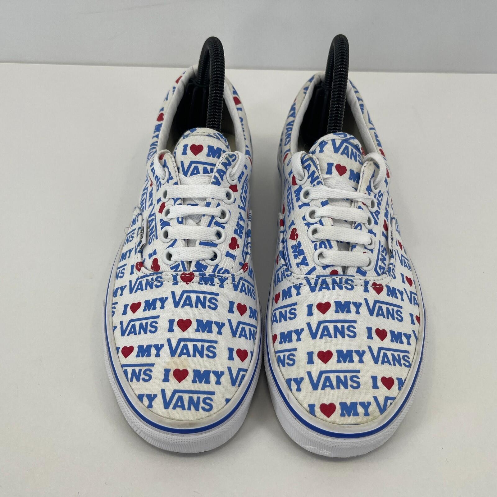 Vans Skate Sk8 Low Shoes White/Blue "I Love My Vans" - UK Size 5.5