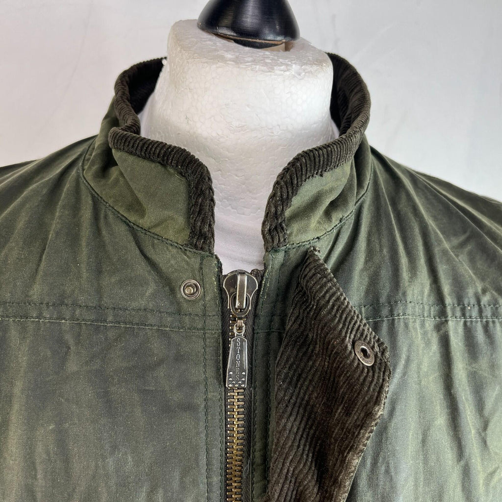 Stones Insulated Gilet Mens Green Waxed size L Shooting Country Vest Jacket