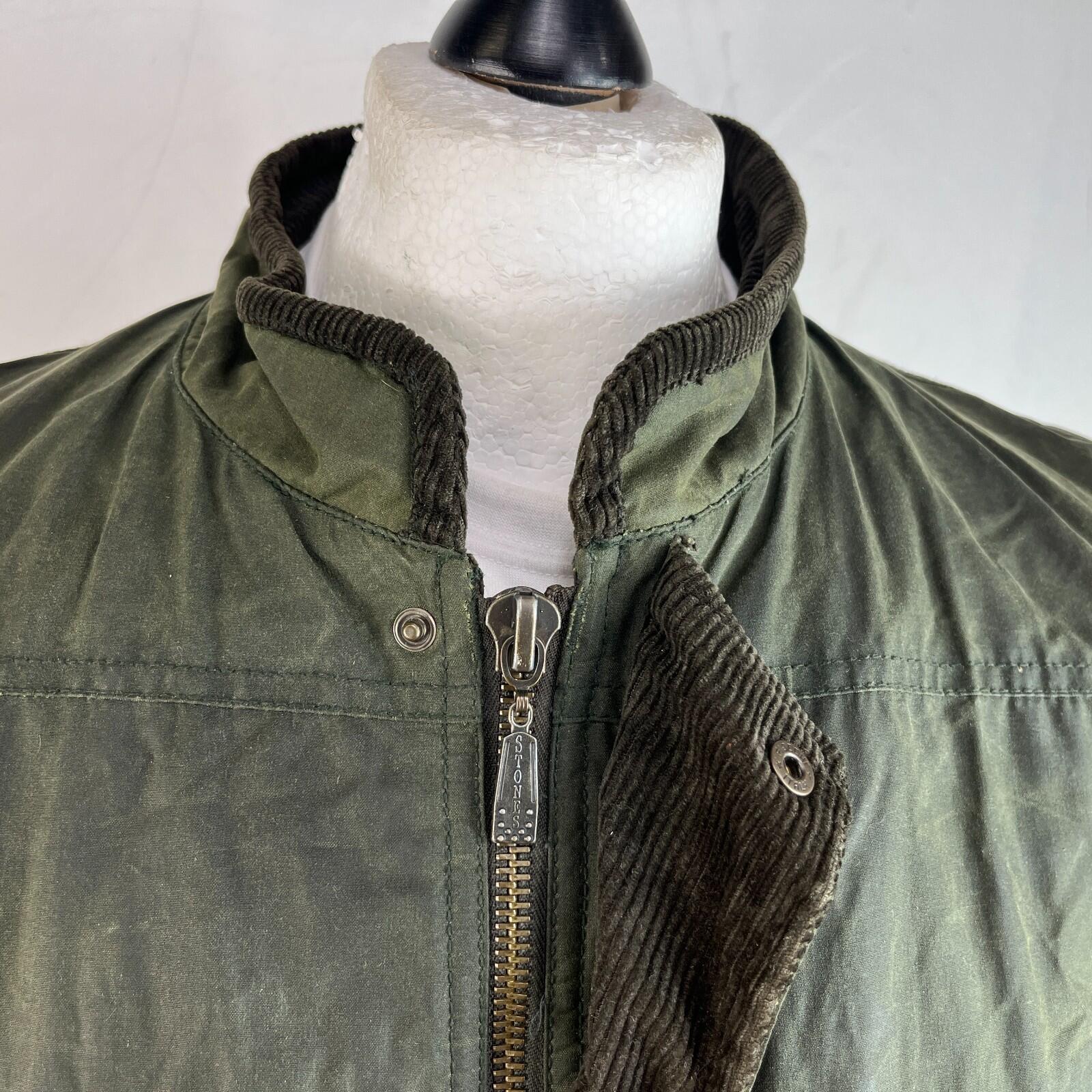 Stones Insulated Gilet Mens Green Waxed size L Shooting Country Vest Jacket
