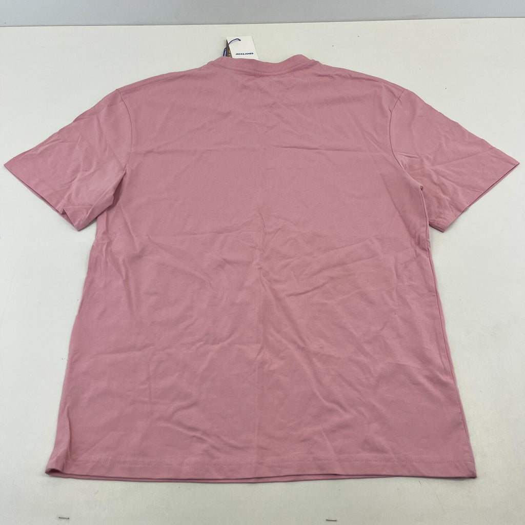 Jack & Jones Original Logo T-shirt Mens Crew Neck Print Cotton Tee Pink size M