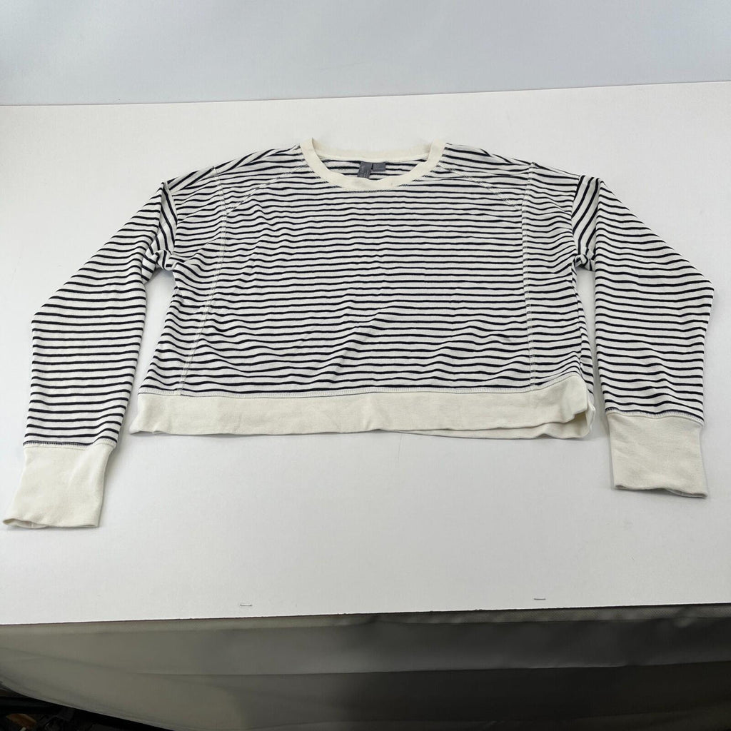 Sweaty Betty After Class Crop Sweatshirt White with Black Stripes  size Medium