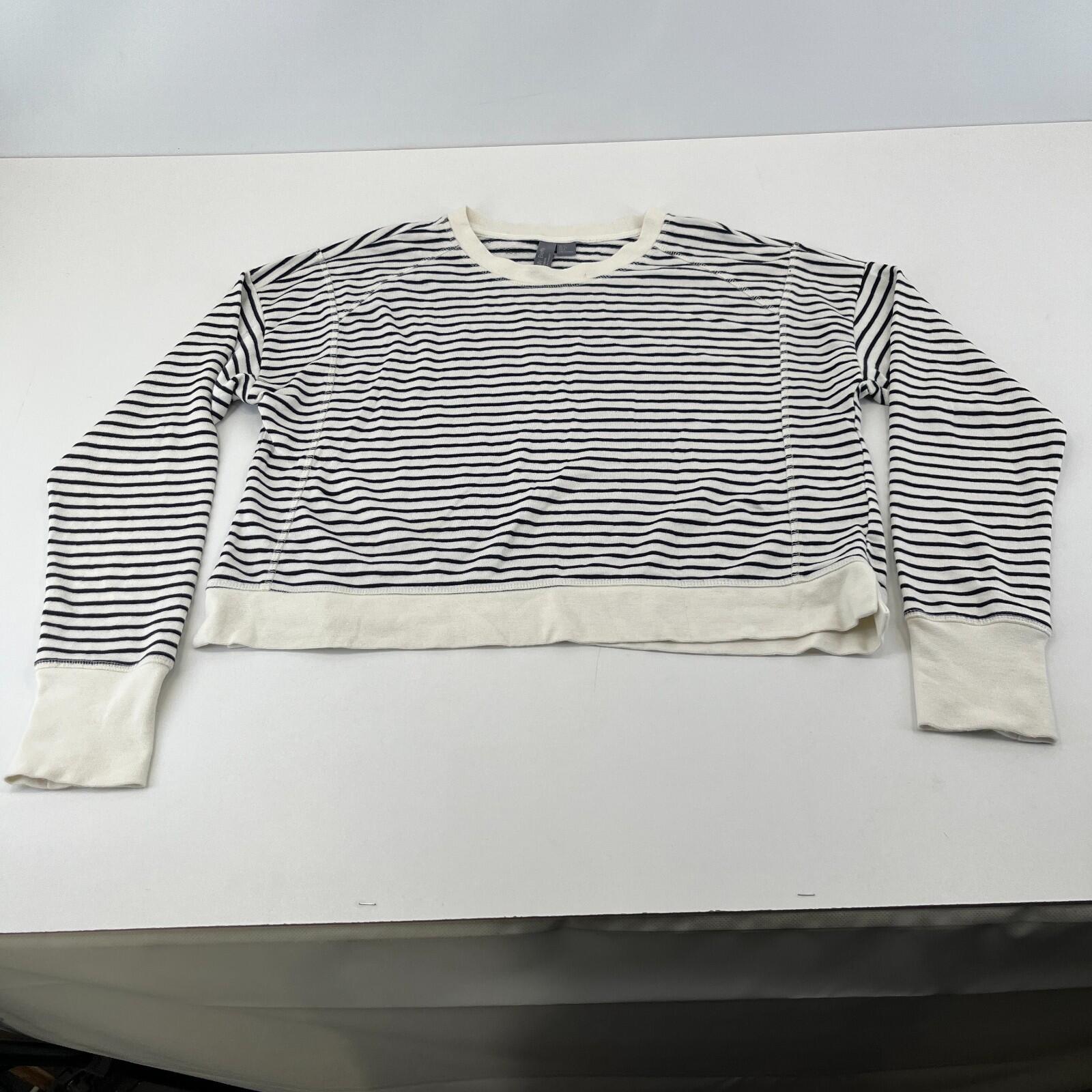 Sweaty Betty After Class Crop Sweatshirt White with Black Stripes  size Medium
