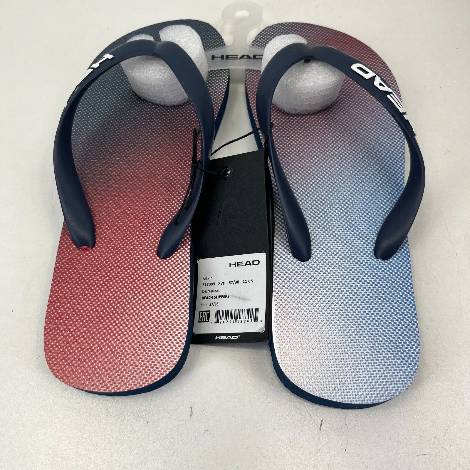 Head Flip Flops Beach Slippers Blue & Red Gradient Men Women size UK 5 EU 37/38