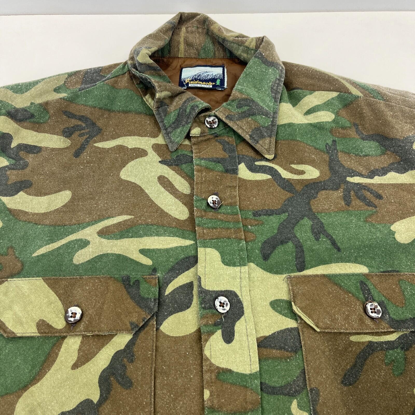 Fieldmaster Men's Insulated Flannel Shirt Green Camo size XL Hunting Outdoors