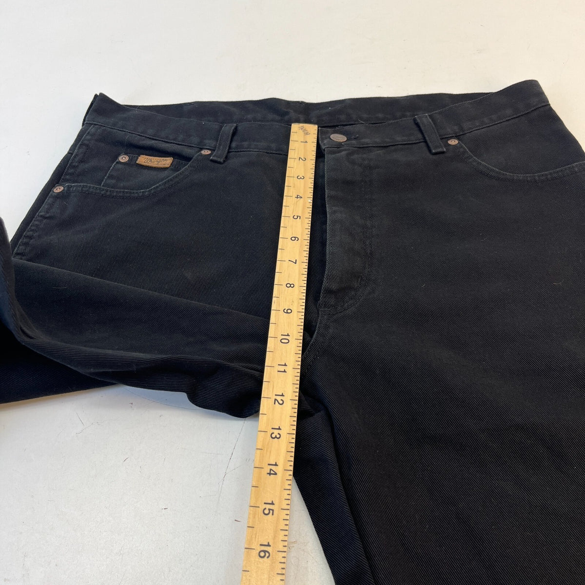 Wrangler Texas Black Denim Jeans Mens W38" L34" Straight Leg 100% Cotton - VGC