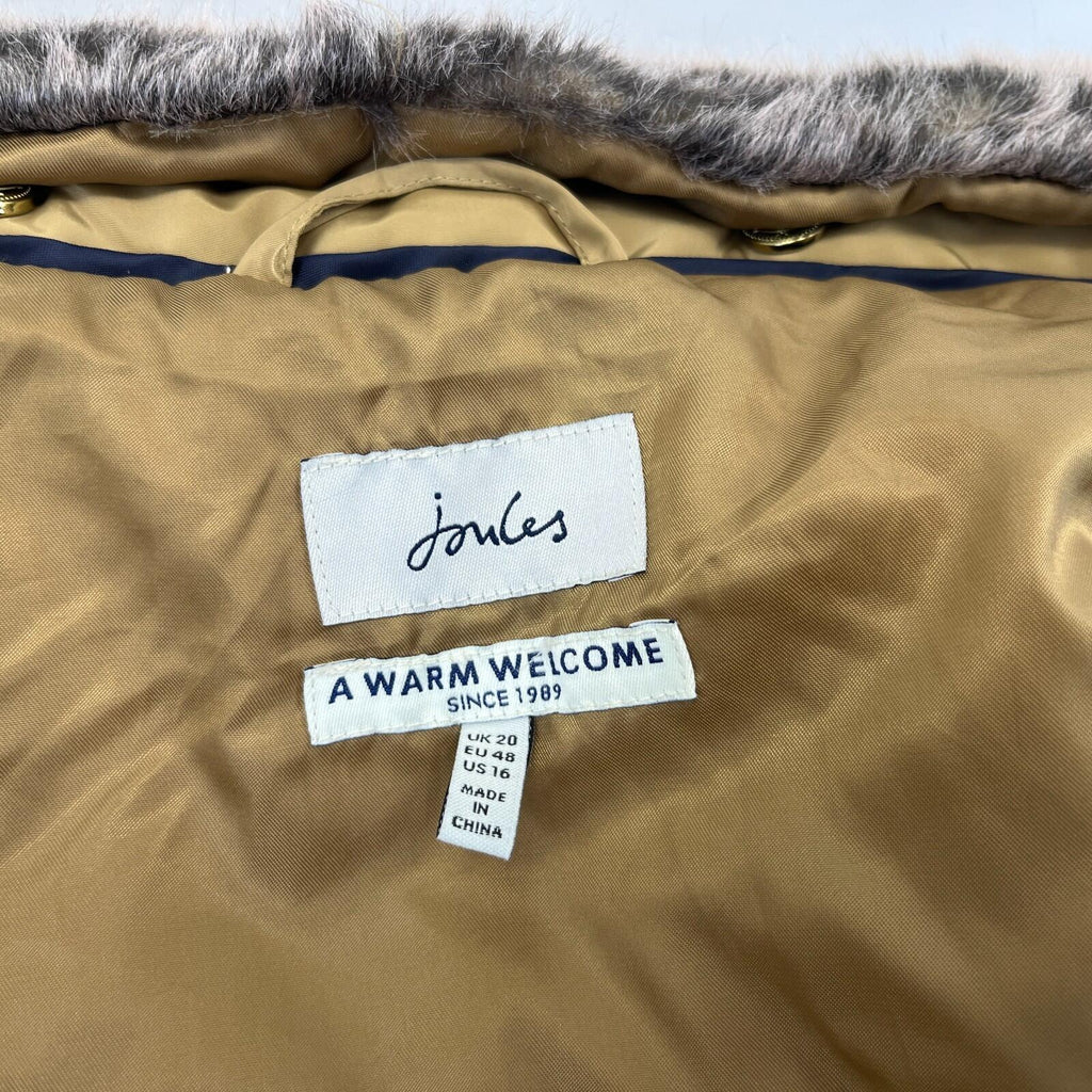 Joules Warm Welcome Collection Quilted Gilet with Faux Fur Collar Brown size 20