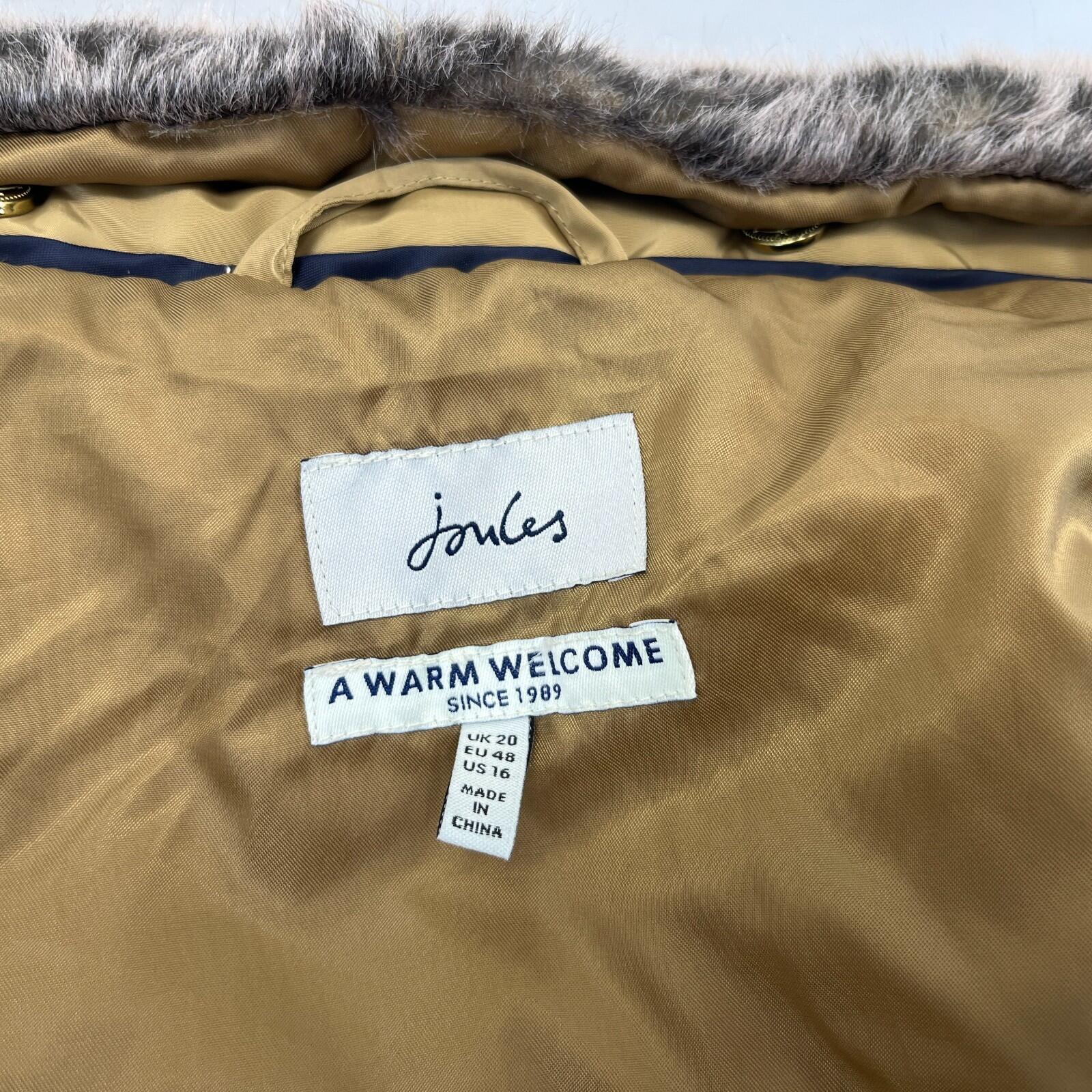 Joules Warm Welcome Collection Quilted Gilet with Faux Fur Collar Brown size 20