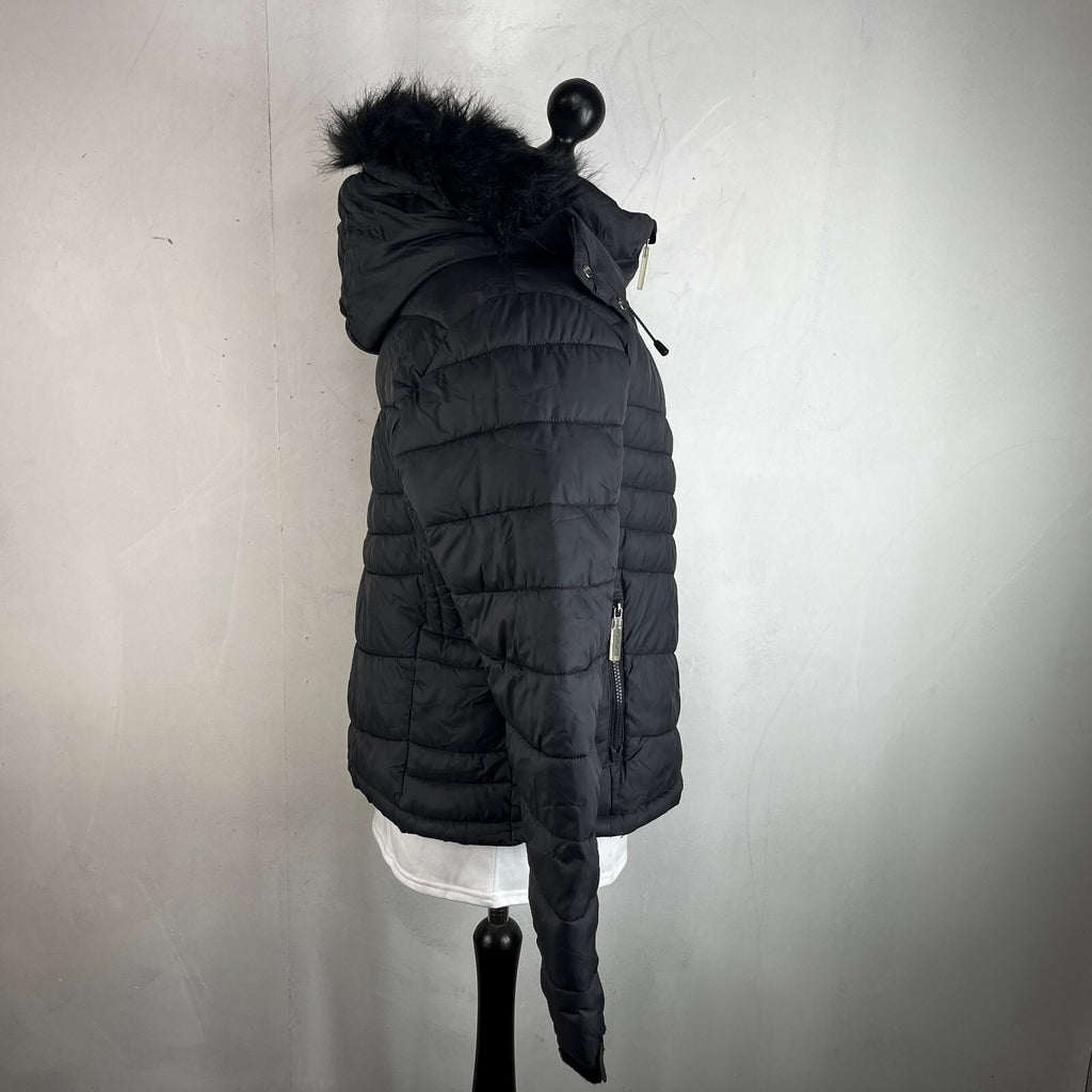 Superdry Original Fuji Puffer Jacket Women's Black Hooded UK size 18