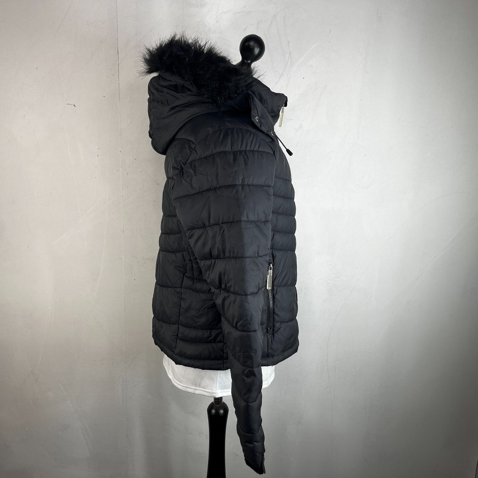Superdry Original Fuji Puffer Jacket Women's Black Hooded UK size 18
