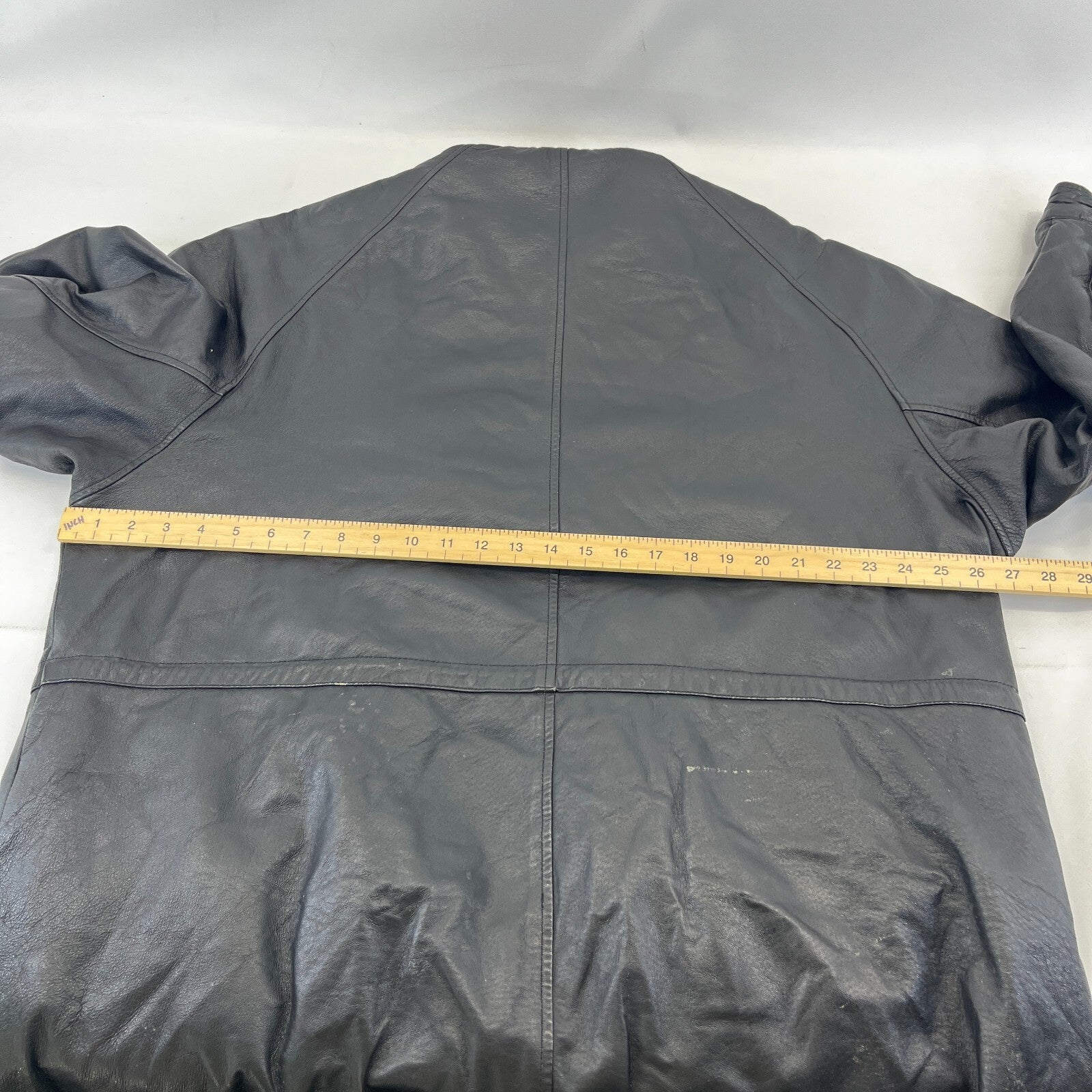 Paragon Mens Mid Length Leather Jacket Coat size XL in Black