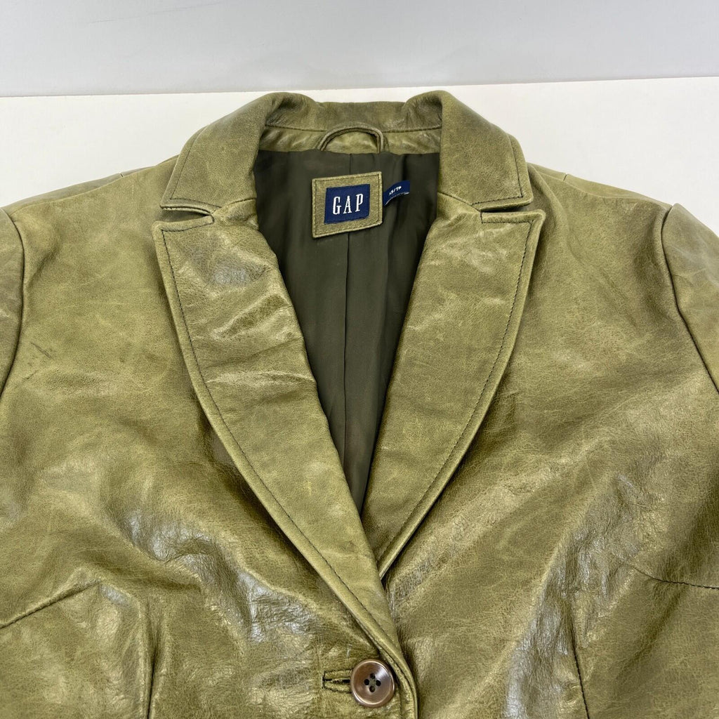 Gap Distressed Look Leather Jacket in Green size XS Women's Vintage