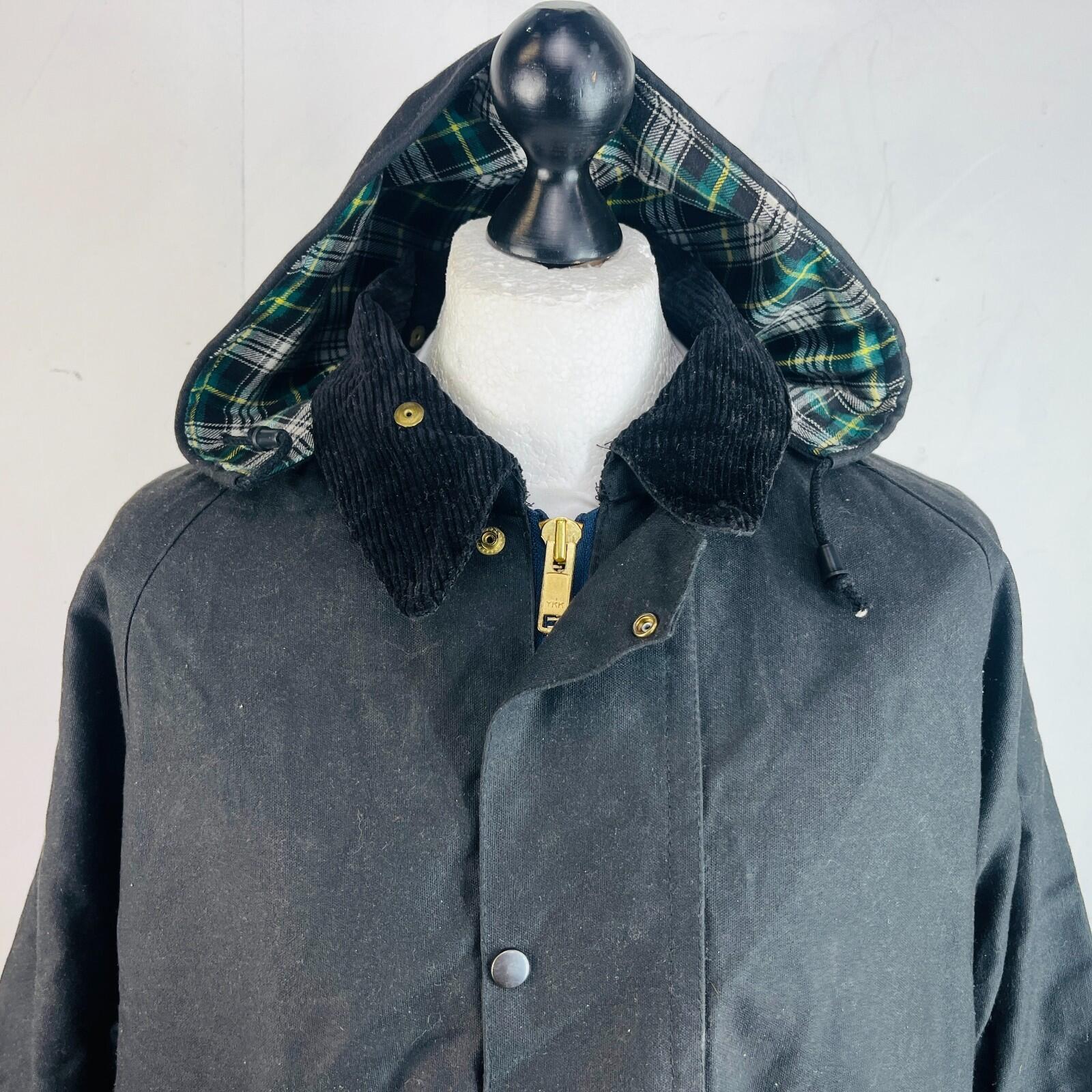 Men's Heavy Denim Wax Jacket in Black with Hood size 2XL