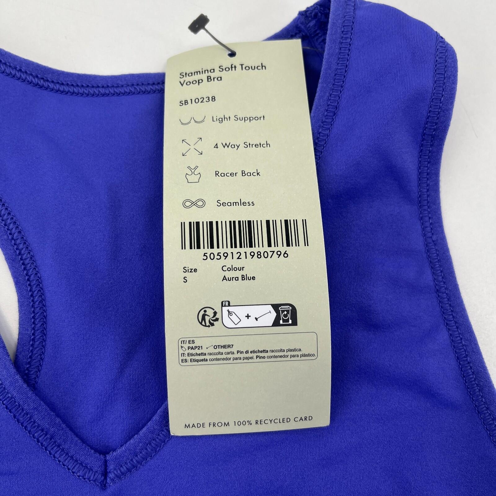 Sweaty Betty Women’s Stamina Soft Touch Voop Bra Aura Blue size S - BNWT