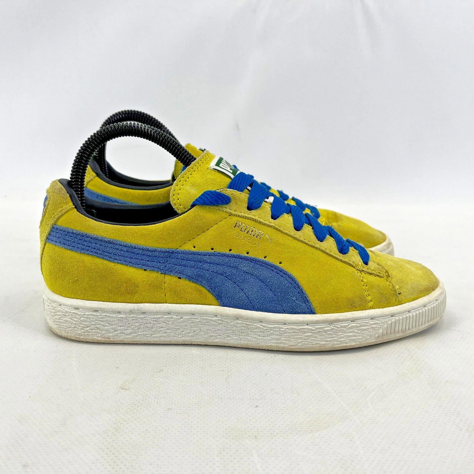 Puma Retro Yellow & Blue Suede Lace Up Trainers Ladies UK size 4