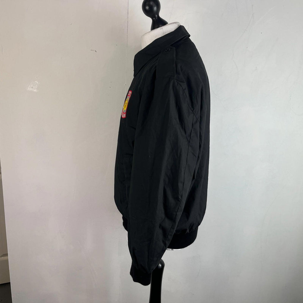 US Army JROTC Bomber Jacket size US M UK Large in Black with Collar & Epaulettes