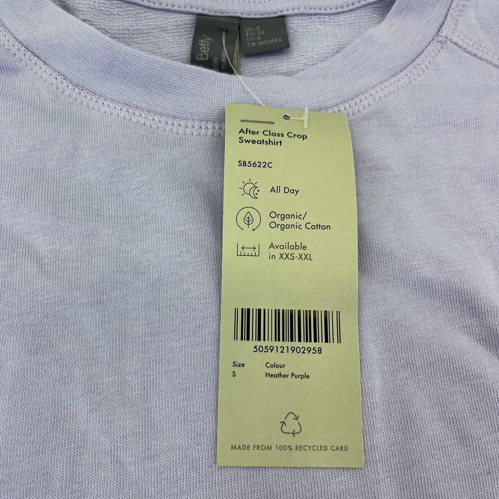 Sweaty Betty After Class Crop Sweatshirt Lilac Heather Purple size Small