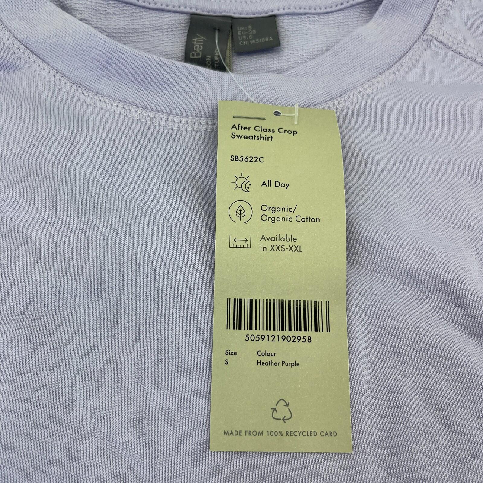Sweaty Betty After Class Crop Sweatshirt Lilac Heather Purple size Small