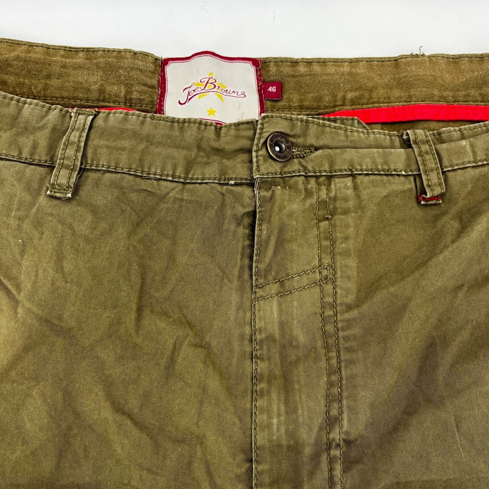 Joe Browns Mens Shorts Waist 46" Khaki Green Cargo Utility Pockets Military Style