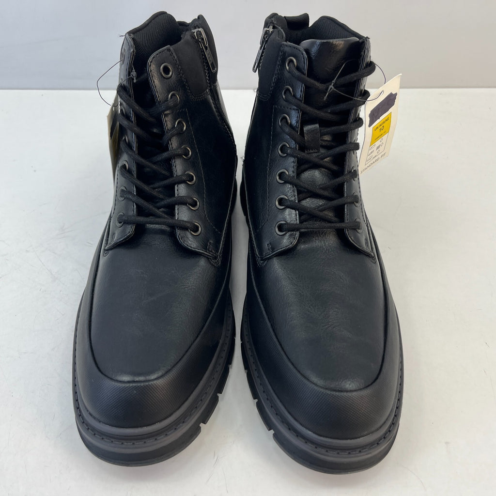 M&S Men's Faux Leather Ankle Boots in Black size UK 10 - EU 44