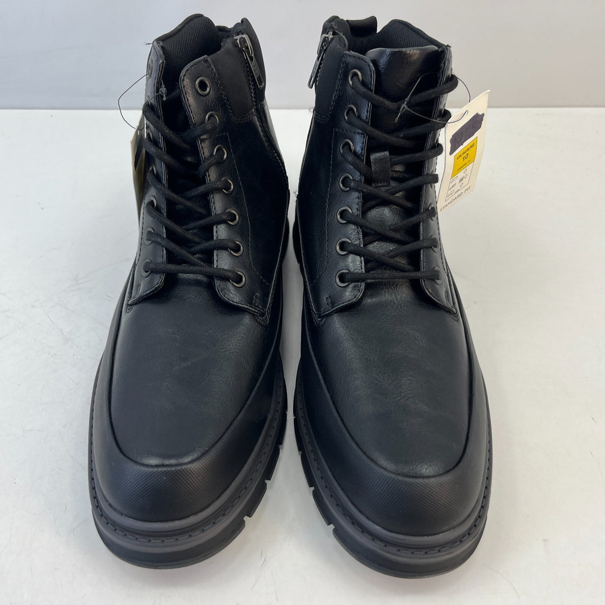 M&S Men's Faux Leather Ankle Boots in Black size UK 10 - EU 44
