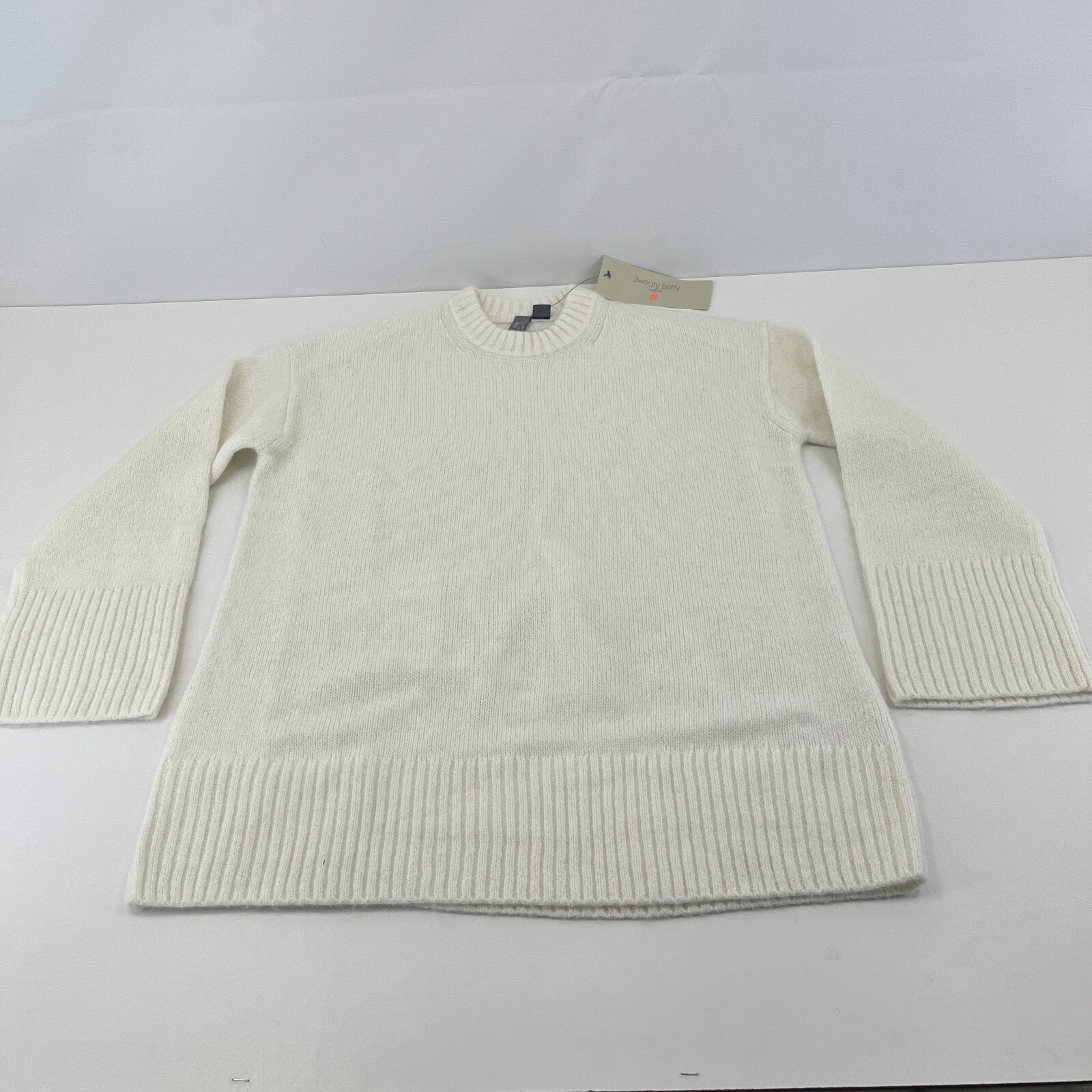 Sweaty Betty Alpine Wool Crew Neck Jumper Sweater in Lily White size S Alpaca