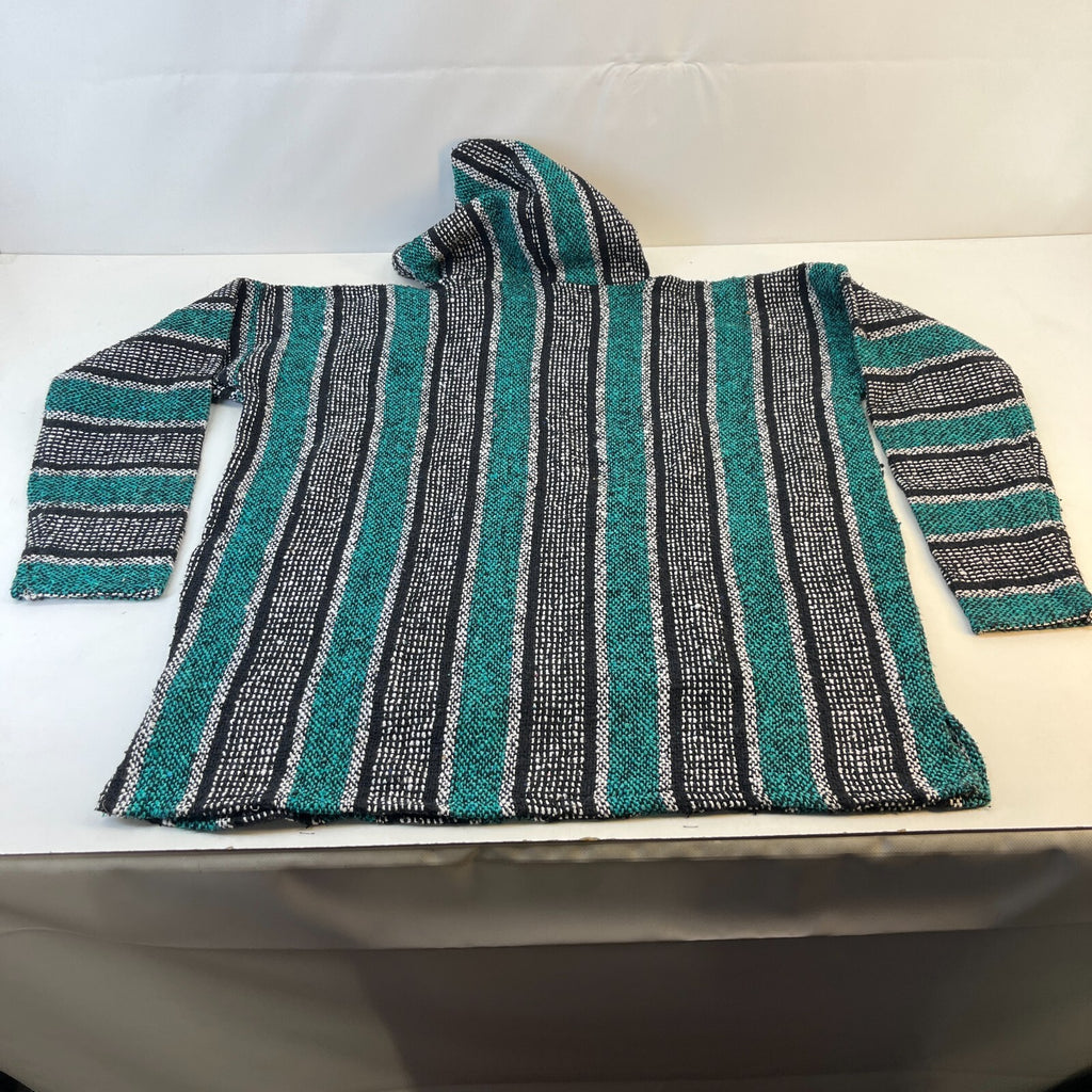 Vel Mex Genuine Mexican Baja Hoodie Pullover Hippie Boho Festival Green size 2XL