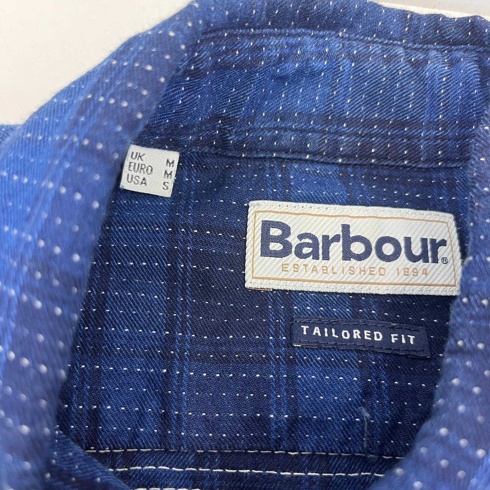 Barbour Men's Blue Check Flannel Shirt Button Up Long Sleeve - UK size M