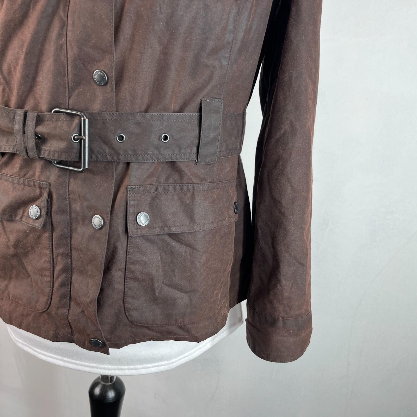 Mc Orvis Wax Jacket Womens size S Brown Waxed Coat with Belt Made in the UK