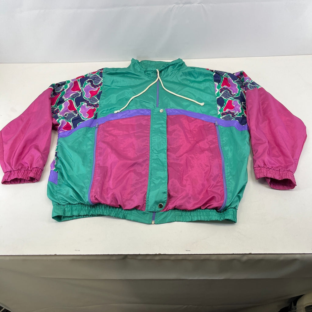 Vintage 80s Shell Suit Top Jacket Mens XL Windbreaker Rave Festival