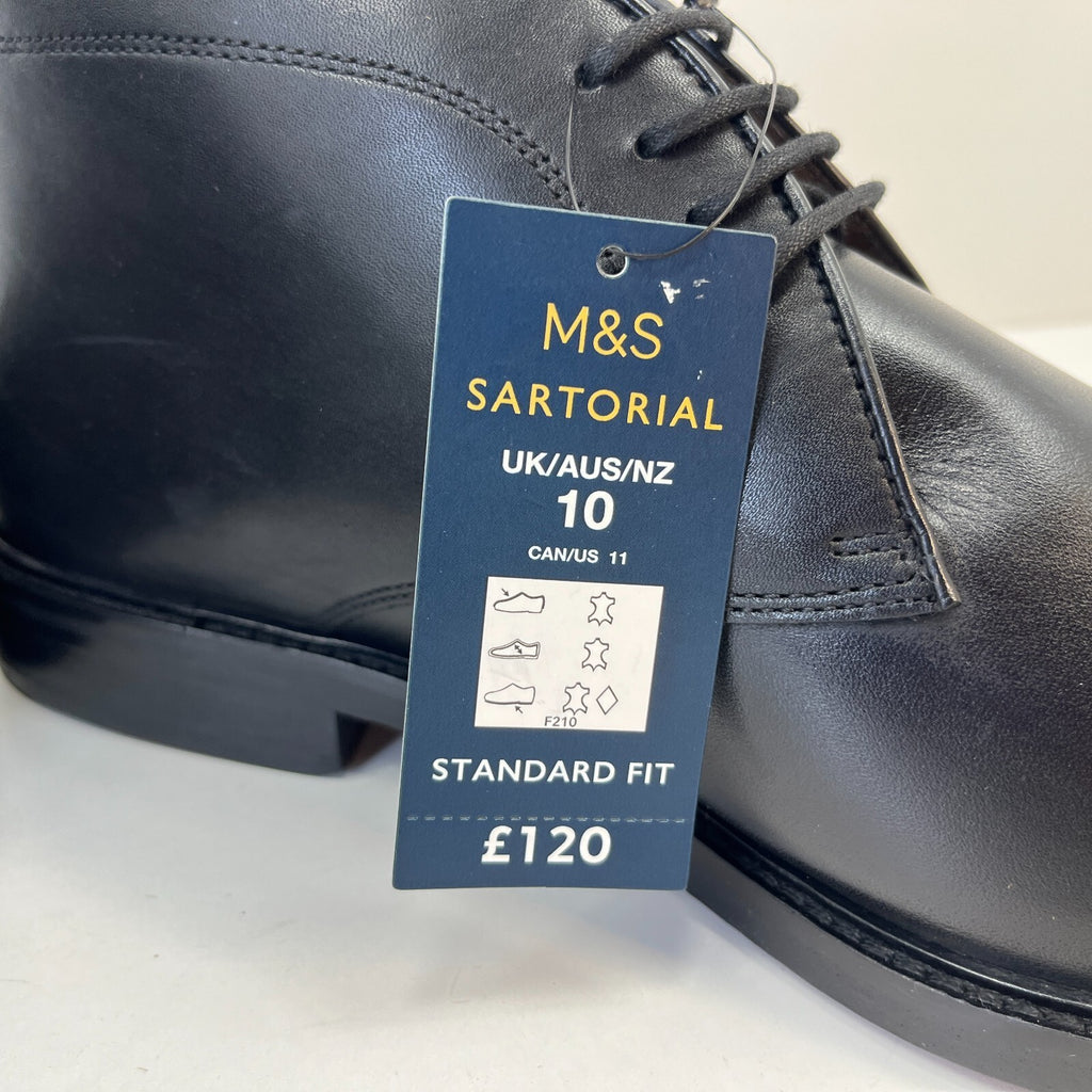 Marks & Spencer Sartorial Black Leather Smart Luxury Boots UK 10 RRP £120 New