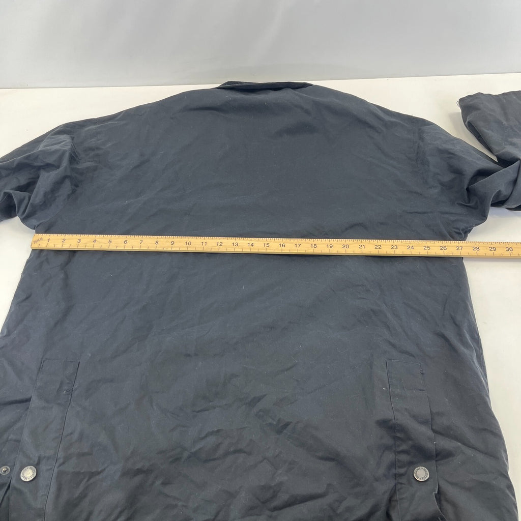 Mc Orvis Wax Jacket Mens size L Black Waxed Coat Made in the UK