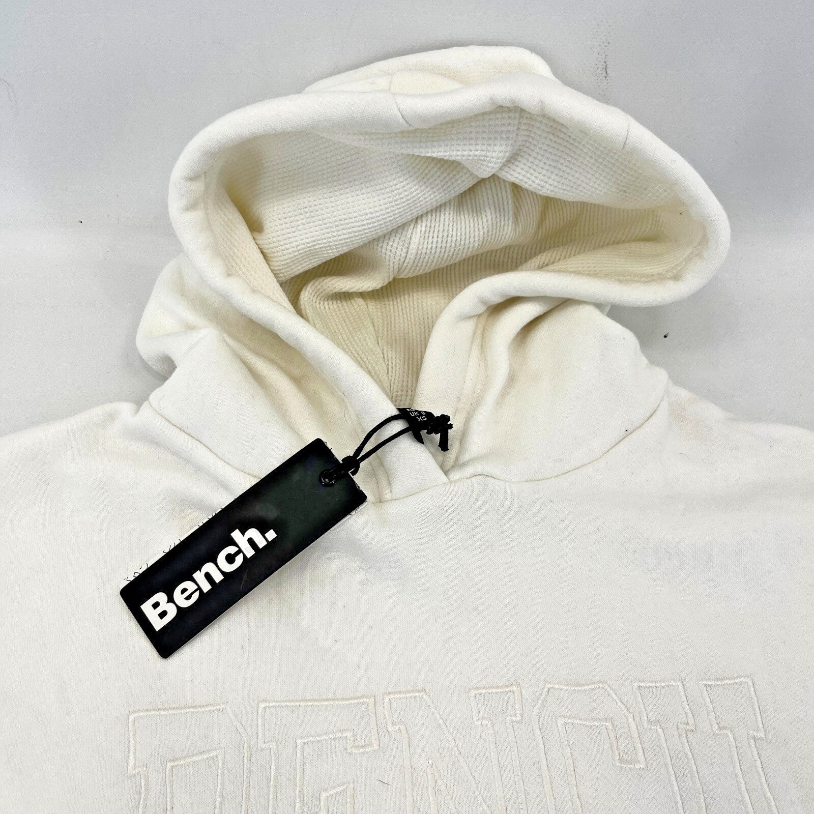 Bench Women's Hoodie Sweatshirt in White with Spellout size 8 Loose Fit - New