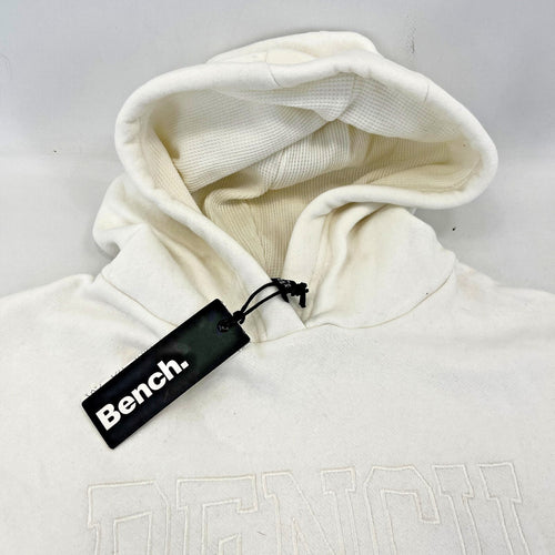 Bench Women's Hoodie Sweatshirt in White with Spellout size 8 Loose Fit - New