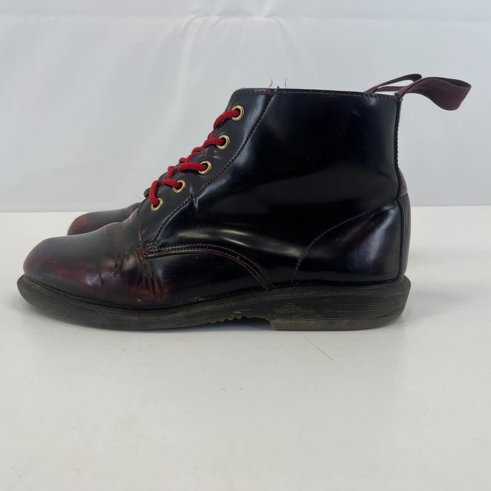 Dr Martens Emmeline Ankle Boots Cherry Red Oxblood Leather Lace Up UK size 7