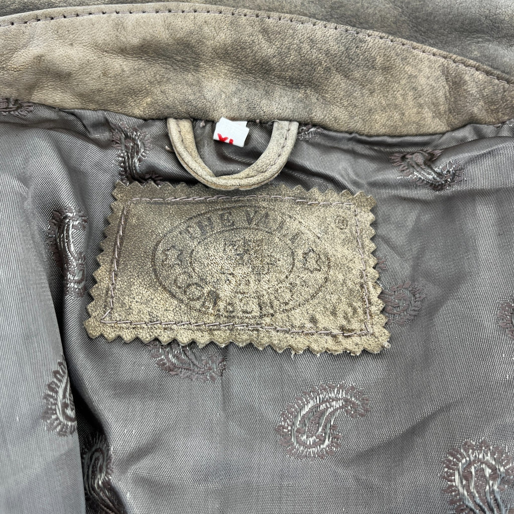The Vali Collection Soft Leather Jacket 80s Brown Distressed Look size XL