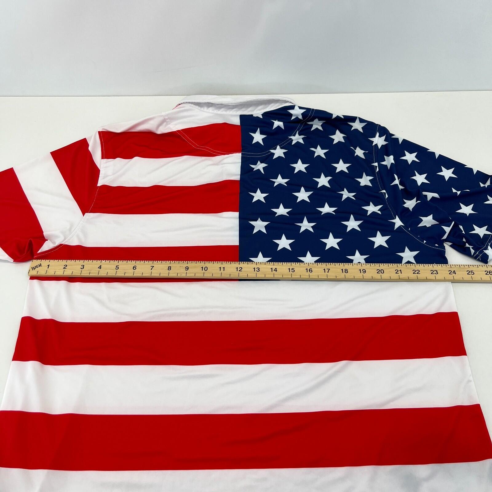 Royal & Awesome USA Flag Polo Shirt Men's size XL Red White Blue