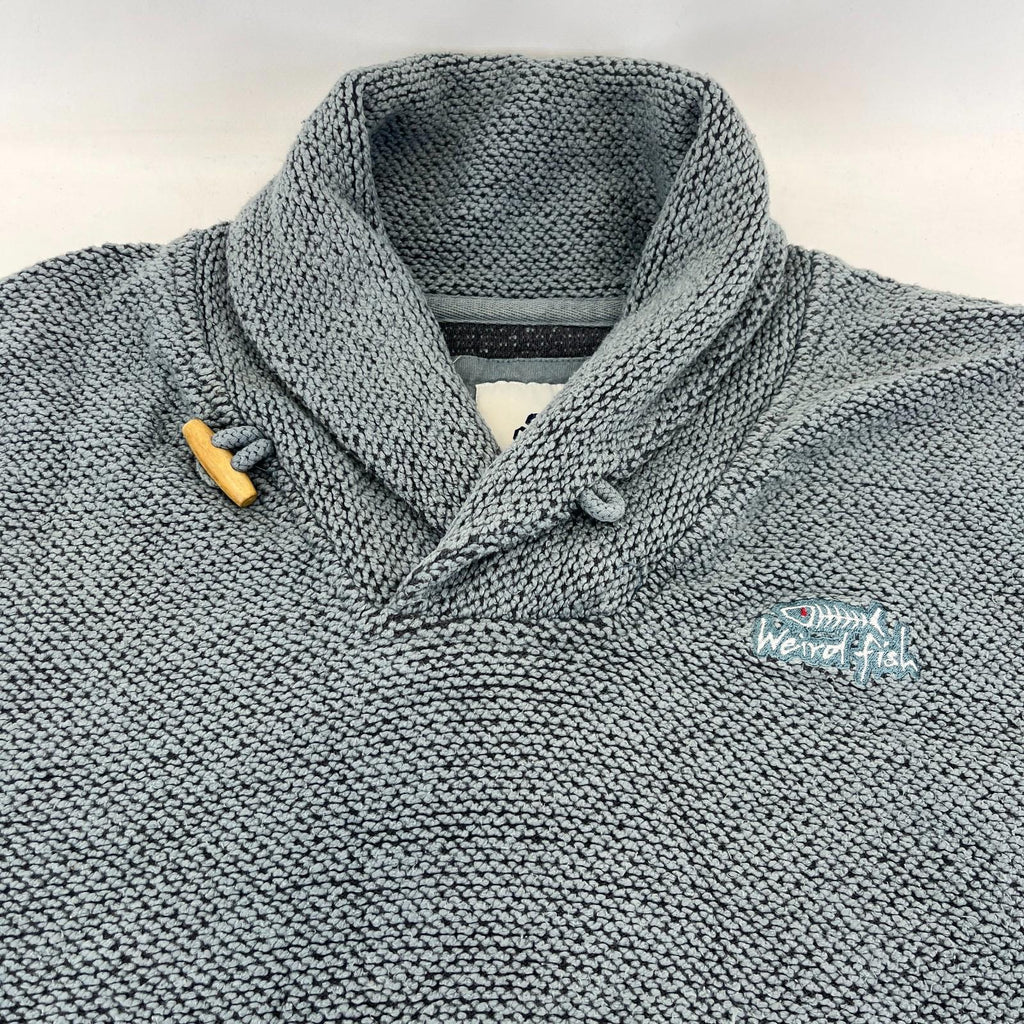 Weird Fish Macaroni Fleece Jumper in Blue Embroidered Logo Men’s size XL