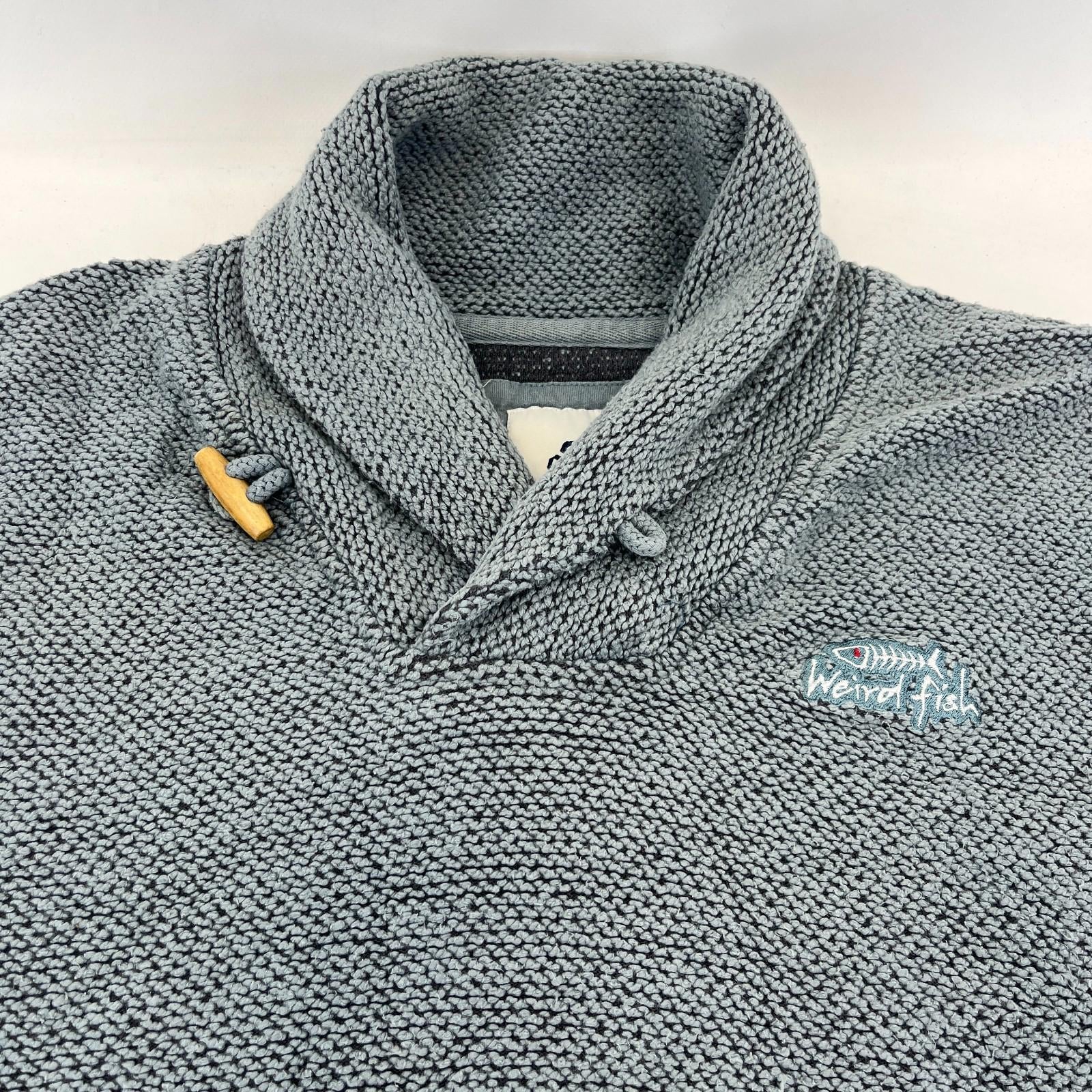 Weird Fish Macaroni Fleece Jumper in Blue Embroidered Logo Men’s size XL