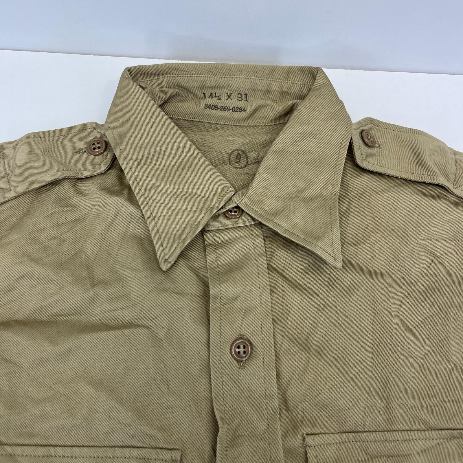 Vintage US Army Khaki Long Sleeve Shirt New Deadstock size 14 1/2 (UK Large)
