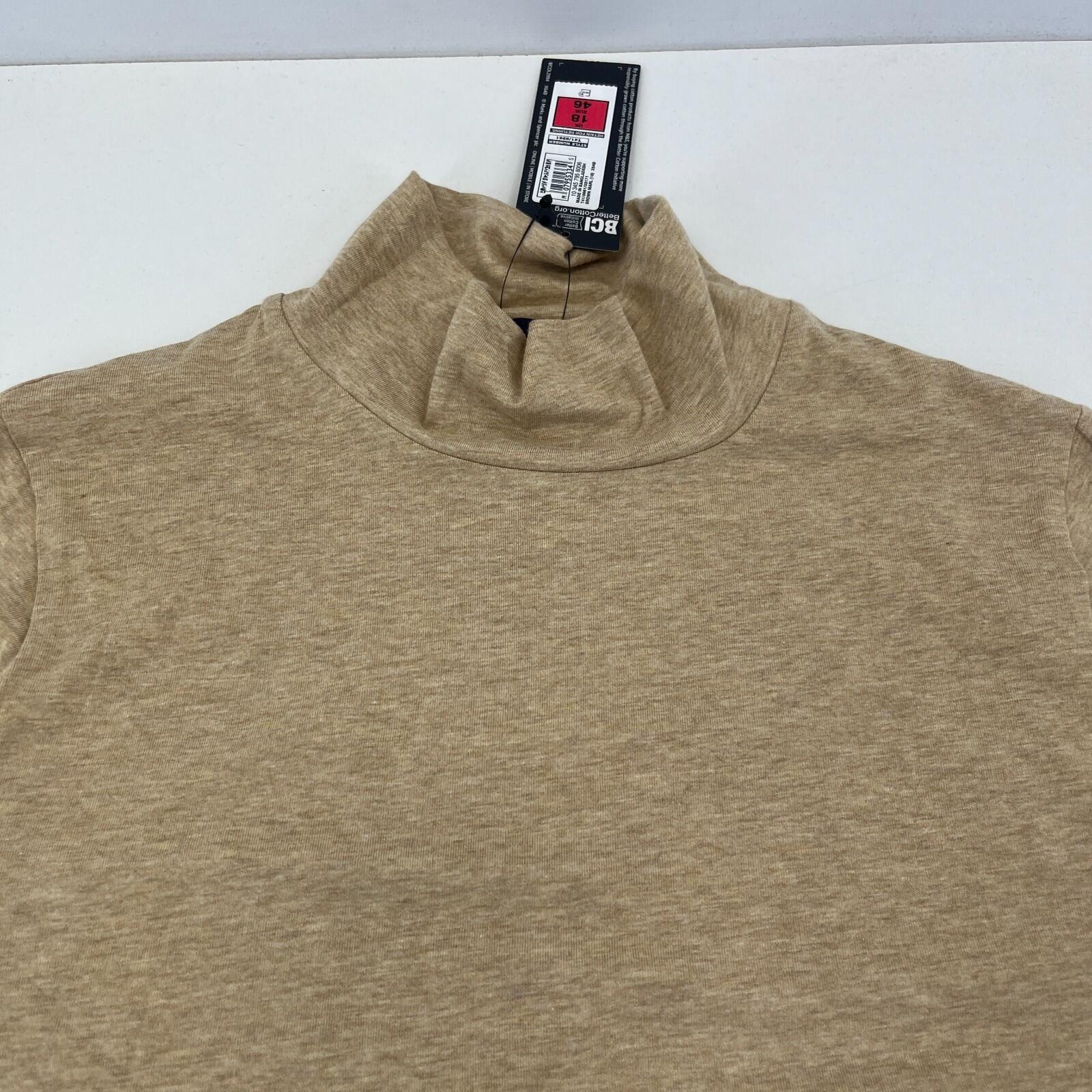 M&S Collection Women's Turtle Neck Top Khaki Beige Long Sleeve size 18