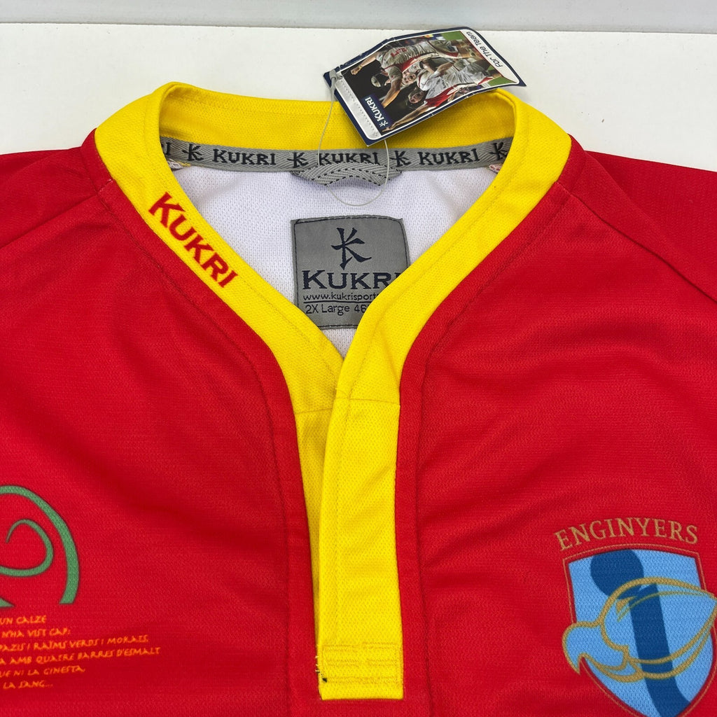 Kukri Enginyers RUFC Short Sleeve Rugby Shirt Red & Yellow Women's size 2XL  New