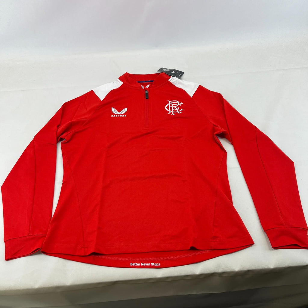 Rangers Castore Match Day Quarter Zip Top Womens size Medium Red Long Sleeve New