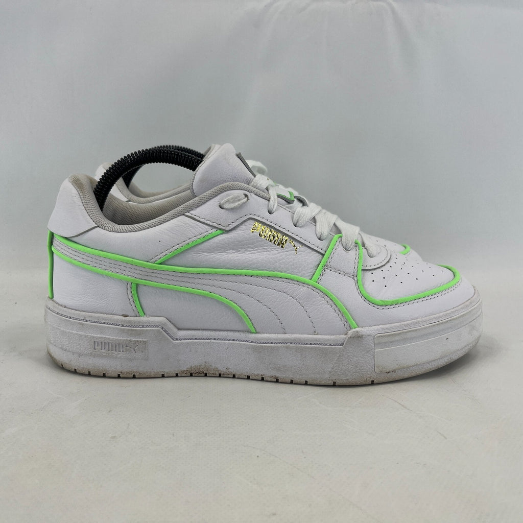 Puma Women's White Trainers with Fluoro Green Piping UK size 7 EUR size 40.5