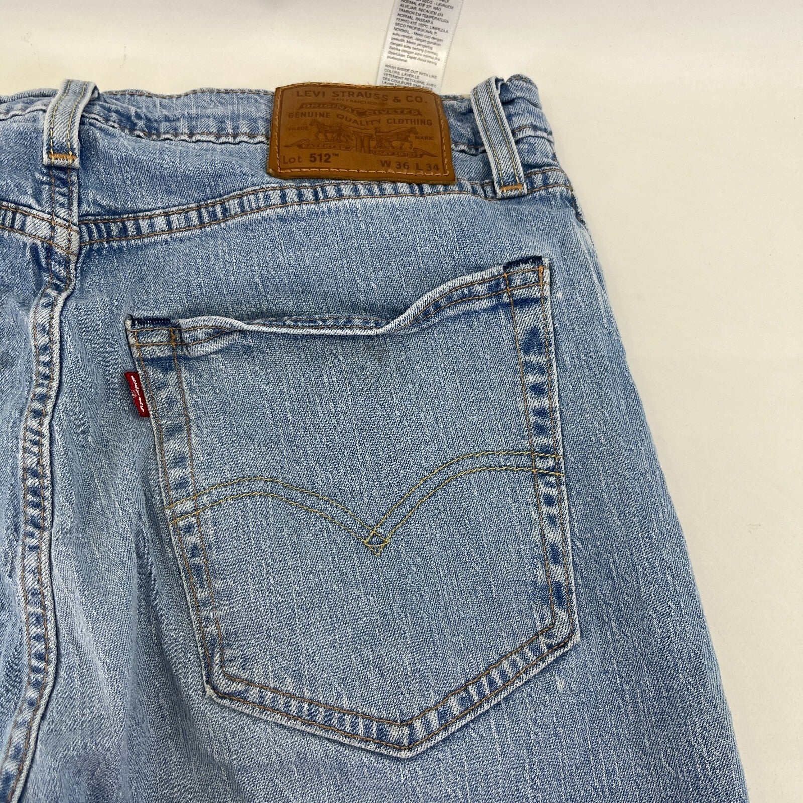 Levi's 512 Jeans Premium Big E Blue Denim Slim Fit W36" L34"